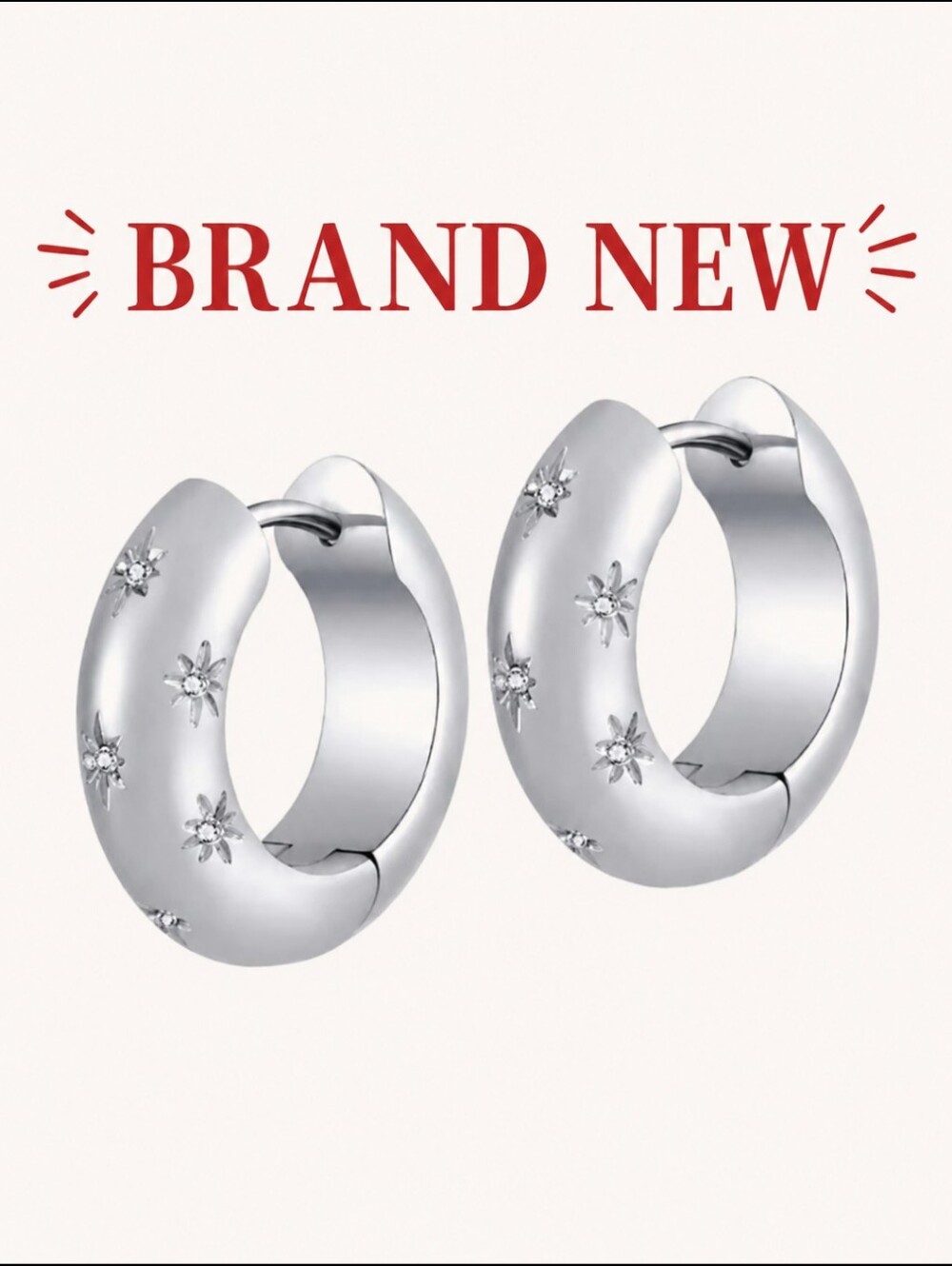 Get Pierced Starfall Hoops in Titanium NEW
